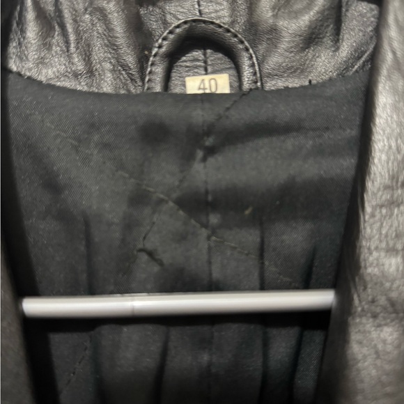 Women's Black Leather Coat - Picture 5 of 5